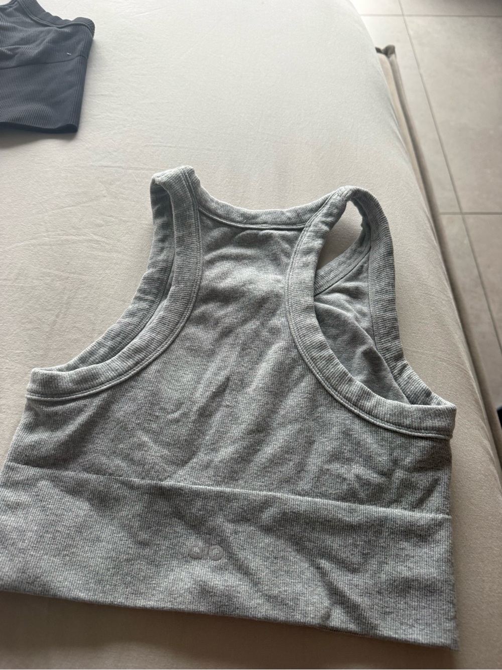 ALO Yoga Grey Ribbed Racerback Crop Tank